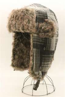   Plaid Bomber Aviator Trapper Trooper Ear Flap Fur Wool Russian Ski Hat