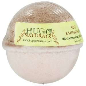  Hugo Naturals Fizzy Bath Bomb, Rose and Sandalwood, 6 
