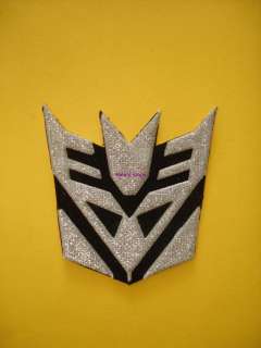 Embroidered TRANSFORMERS DECEPTICON Iron On Patch Silver Sew On Motif 