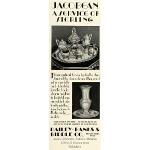 1930 Ad Bailey Banks Biddle Jacobean Period Sterling Silver Tea Set 