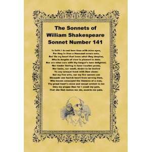   A4 Size Parchment Poster Shakespeare Sonnet Number 141
