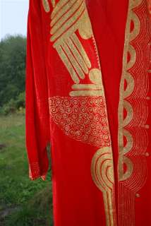 Vtg 80s Gold Embroidered Boho Avant Garde Wrap Gypsy Kimono Jacket 