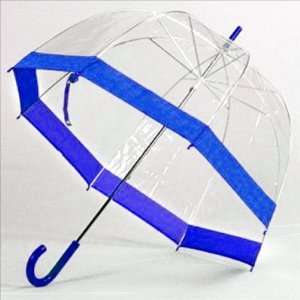 Clear Bubble Umbrella with Blue Trim, Dome Shaped Rain Umbrella, Great 