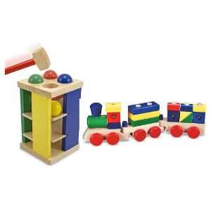   Melissa and Doug Stacking Train & Pound and Roll Tower Toys & Games