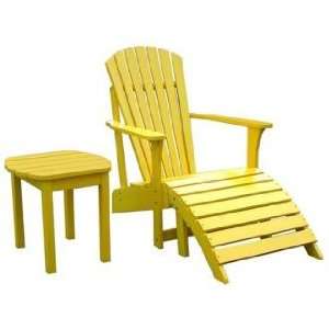  Set of 3 Yellow Adirondack Chair Footrest and Side Table 
