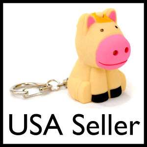 LED HORSE KEYCHAIN Light Sound Toy Gift Animal Cute NEW  