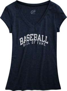 National Baseball Hall Of Fame Womens Navy V Neck Tri Blend T Shirt 