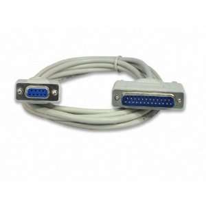  10 Foot DB9 Female / DB25 Male Null Modem Serial Cable 