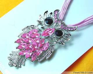Lots Fashion 12Strands Owl Plastic Bead Metal Necklaces  