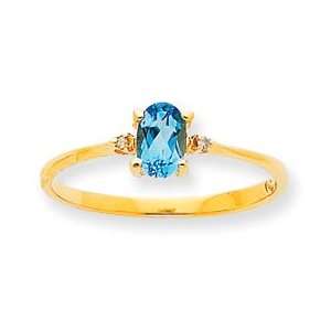   Diamond Blue Topaz Birthstone Ring   Size 6   JewelryWeb Jewelry