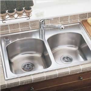    62 33 Culinaire Self Rimming Top Mount Double Bowl Kitchen Sink