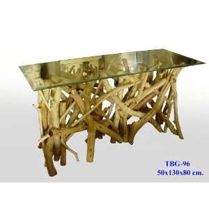  Glass top Table with drift wood legs Custom Sizes 