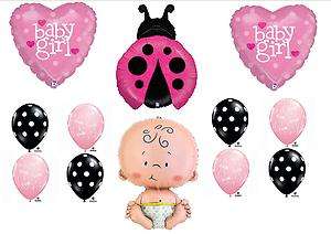 BABY SHOWER BALLOON KIT Ladybug Girl Garden Decorations Supplies Pink 