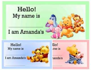 20 WINNIE THE POOH BABY SHOWER NAME TAGS  