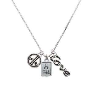  Silver Eye Chart, Peace, Love Charm Necklace [Jewelry 