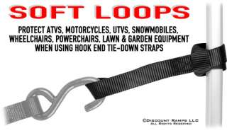  straps protect powersport and utility equipment when using tie downs