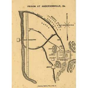  Civil War Map Prison at Andersonville, Ga.