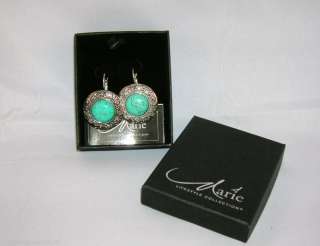 MARIE OSMOND EARRINGS BALI STYLE TURQUOISE STONE ROUND  