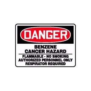DANGER BENZENE CANCER HAZARD FLAMMABLE NO SMOKING AUTHORIZED PERSONNEL 