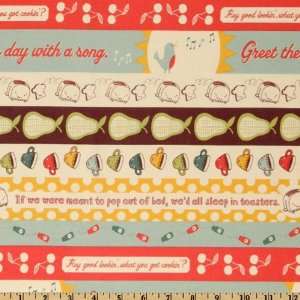  44 Wide Early Bird Toast And Coffee Stripe Ivory Fabric 