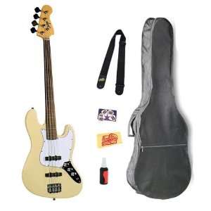  Saga JB 12 Build Your Own J Style Fretless Bass Kit Bundle 
