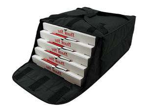Case of 5 Oven Hot Black Fabric Pizza Bags (4 16 or 18 pizzas) NEW 