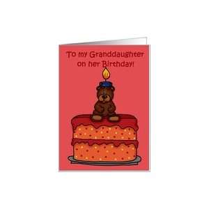 birthday girl bear on cake for granddaughter Card Toys 