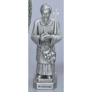  St. Genesius   3 1/2 Pewter Statue with Prayer Card (JC 
