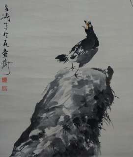 J380Chinese Scroll Painting of Flower&Bird by Wang Xuetao  