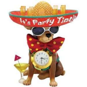    Aye Chihuahua Party Time Mini Clock Figurine