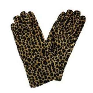  Leopard Black & Tan Plush Stretchy Warm Gloves Clothing