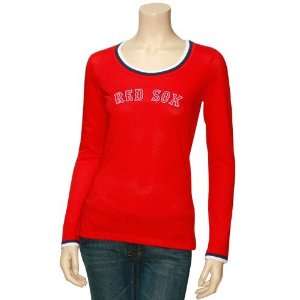   Red Sox Ladies Red Better Half Long Sleeve T shirt