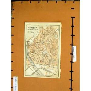  MAP 1912 STREET PLAN NARBONNE BEZIERS TOWN FRANCE