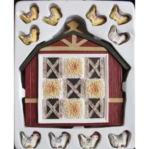   Home TIC TAC TOE GAME Decorative Set w BARN & CHICKENS Toys & Games