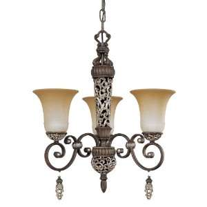  Nuvo 60/2701 3 Light Chandelier with Amaretto Glass Shades 