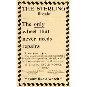  1895 Ad Sterling Cycle Work Chicago Bicycle Schoverling 