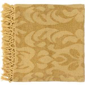  70 Floral Scroll Golden Yellow Viscose Throw Blanket