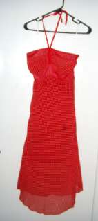 Red Polka Dot halter dress size 10 vintage 50s medium M  