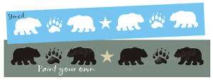 Lg STENCIL Bear Track Paw Print Border Cabin Lodge Sign  