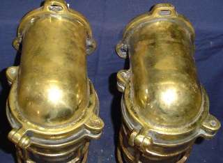   Cast Brass Nautical Bulkhead Lights Polished & Re wired LOOK  