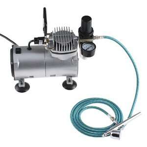   Dual Action Airbrush with Air Compressor and Hose Kit   0.35mm Nozzle