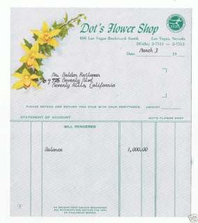 Dots Flower Shop Beldon Katleman Invoice Las Vegas Old  