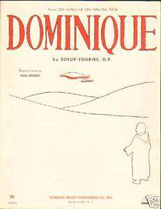 Dominique 1963 The SINGING NUN Sourire Sheet Music   