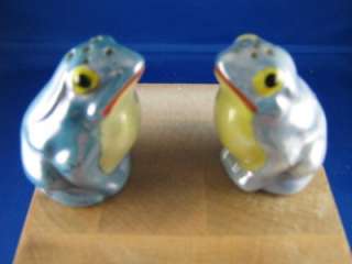 Frogs Salt and Pepper Iridescent Porcelain Japan  