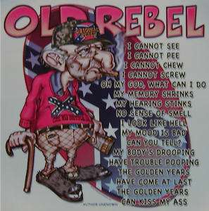 DIXIE OLD REBEL GUY I CANNOT SEE,PEE,CHEW,SCREW SHIRT  