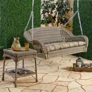   Resin Wicker Porch Swing with Optional Cushion   Light Birch Patio