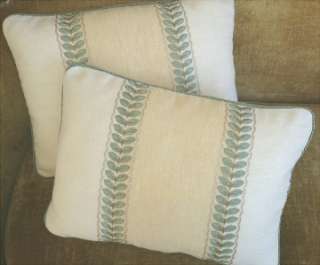 Colefax Fowler Linen Fabric Custom Designer Throw Pillows New Set of 2 