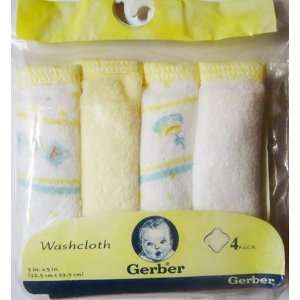 Gerber Yellow/White Everyday Essentials Terry Washcloths 9 x 9, 4 