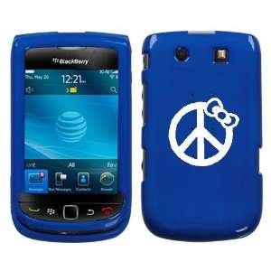 BLACKBERRY TORCH 9800 WHITE PEACE BOW ON A BLUE HARD CASE 