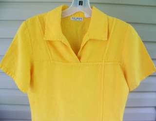 RUSS BERENS Artsy Yellow/Orange 100% Linen Dress S  